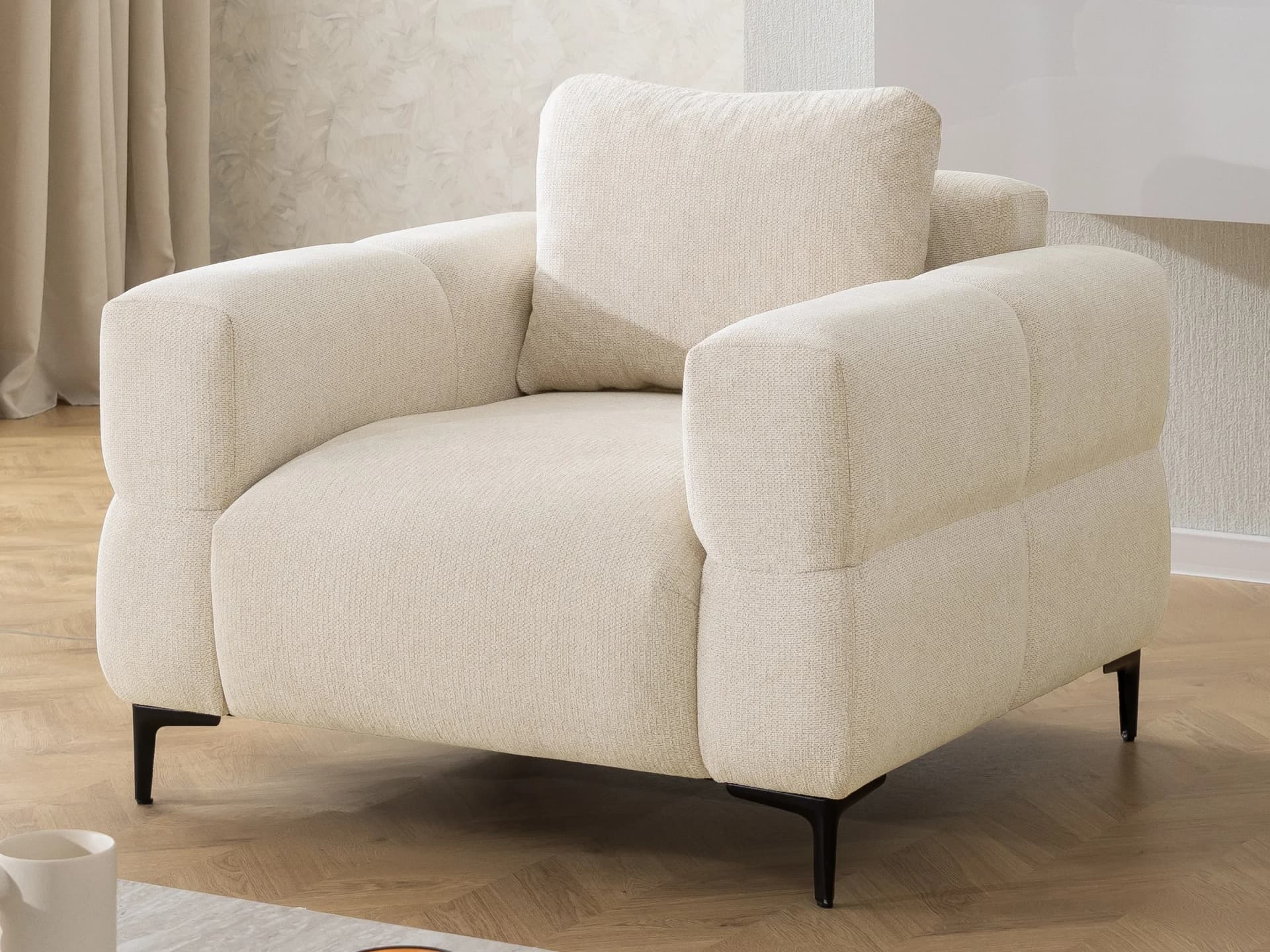 Cardea – Moderner Sessel in Bubble-Optik aus weichem Strukturstoff mit hohem Sitzkomfort