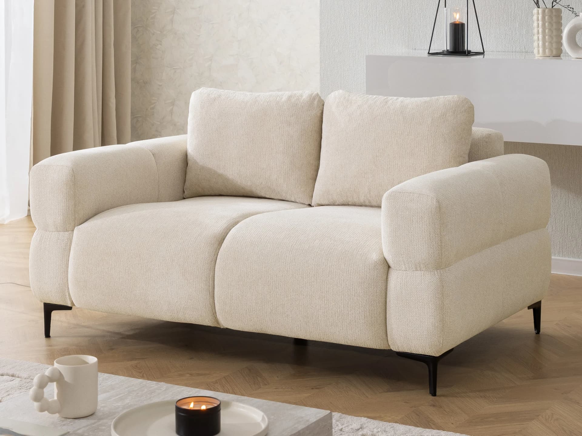 Cardea – Modernes 2-Sitzer-Sofa in Bubble-Optik aus weichem Strukturstoff mit hohem Sitzkomfort