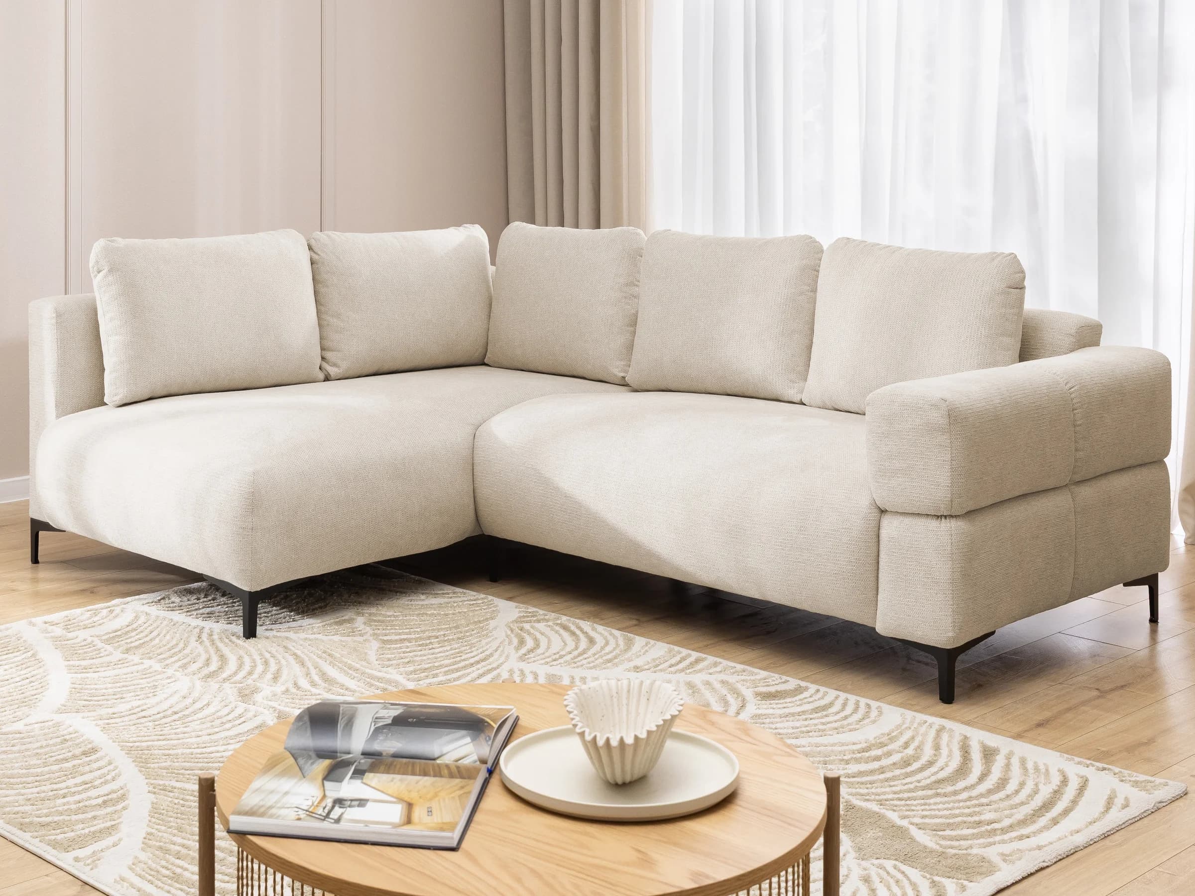Cardea – Modernes Ecksofa in Bubble-Optik aus weichem Strukturstoff mit hohem Sitzkomfort