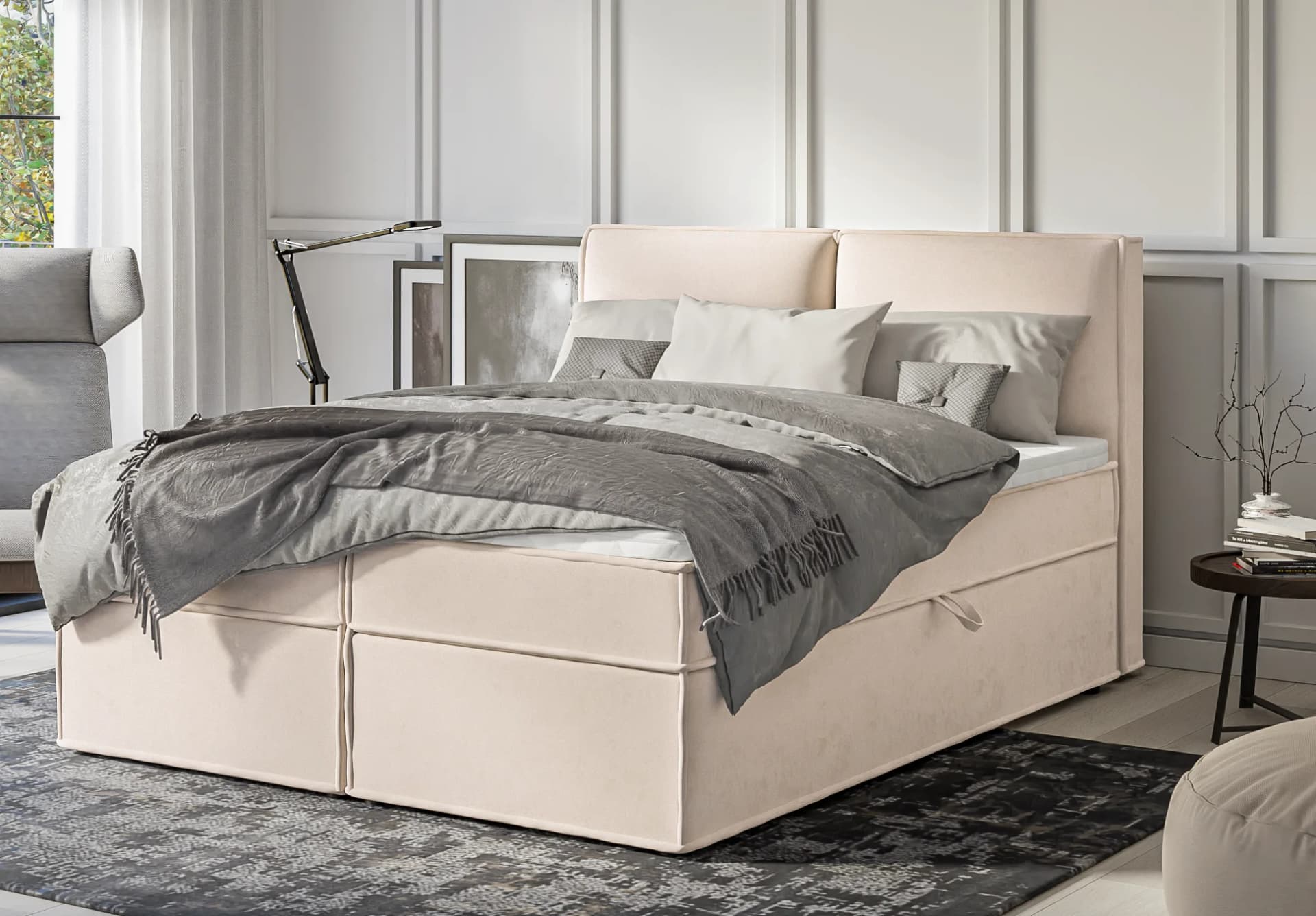 Uma - Modernes Boxspringbett mit Topper und Bettkästen