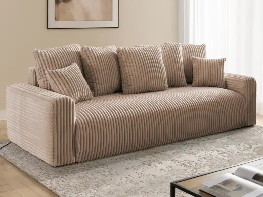 Calma - Komfortables 4-Sitzer Schlafsofa im Bumpy-Design mit Bettkasten aus weichem Plüschcord