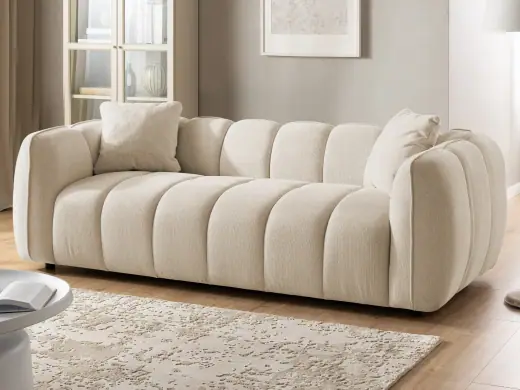 Nubira - Komfortables 3-Sitzer-Sofa in tief gesteppter Bubble-Optik aus weichem Strukturstoff mit modernem Design