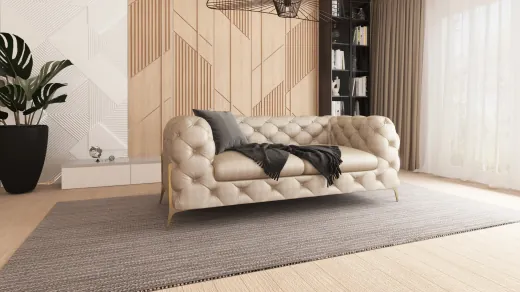 Carson - Chesterfield Sofa 2-Sitzer mit Goldene Metall Füßen