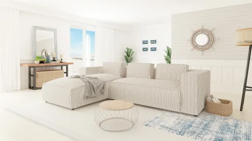 Noord - Modernes Ecksofa mit Ottomane und weichem Sitz