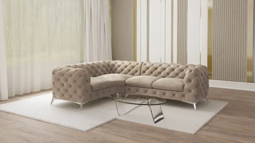 Paul - Chesterfield Ecksofa mit Silber Metall Füßen