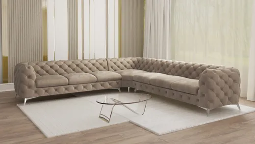 Paul - Chesterfield Ecksofa mit Silber Metall Füßen