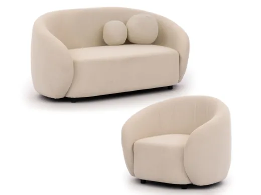 Roundi - Bouclé Polstergarnitur 2+1 Luxus & Moderne Kollektion Geschwungene Sofa mit Sessel
