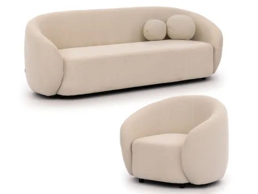 Roundi - Bouclé Polstergarnitur 3+1 Luxus & Moderne Kollektion Geschwungene Sofa mit Sessel