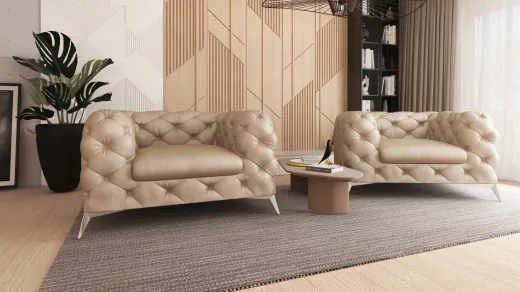 Valentin - Chesterfield Sessel mit Silber Metall Füßen