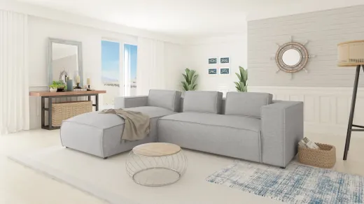 Victor - Modernes Ecksofa mit Ottomane und weichem Sitz