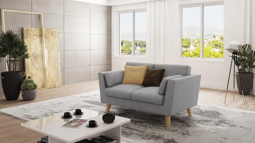 Violet - Sofa 2-Sitzer mit Holzfüßen im skandinavischen Stil